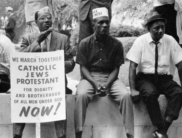 CIVIL RIGHTS MARCH, 1965. Men participating in the civil rights march from Selma to Montgomery