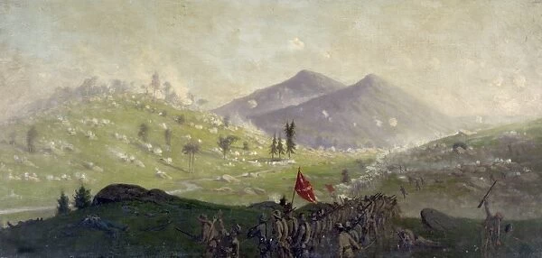 CIVIL WAR: GETTYSBURG, 1863. Attack on Little Round Top at the Battle of Gettysburg, Virginia