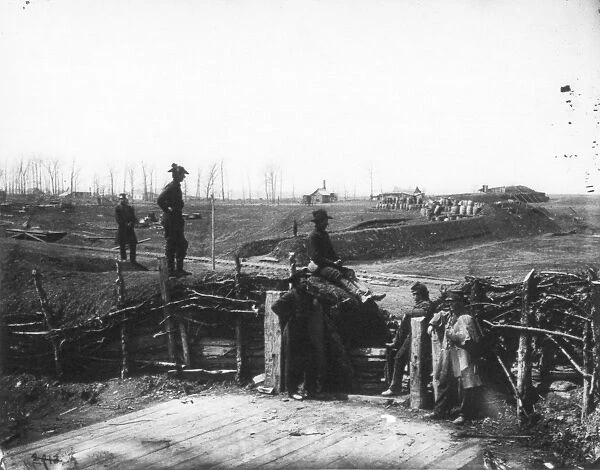 CIVIL WAR: MANASSAS, 1862. Federal soldiers at a Confederate fort at Manassas, Virginia