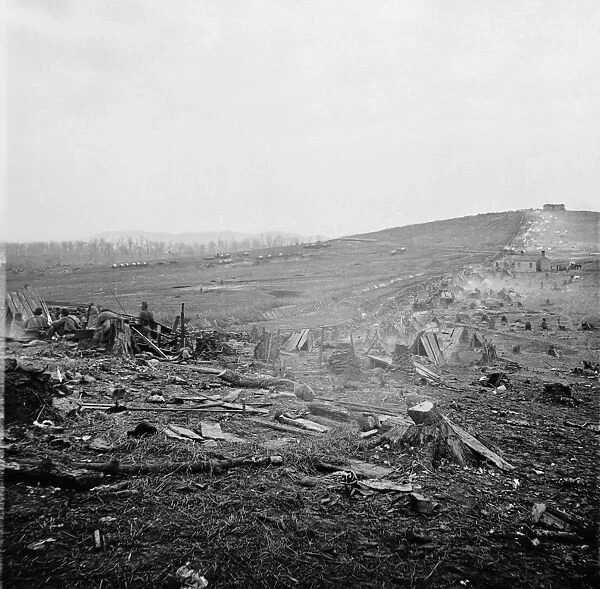 CIVIL WAR: NASHVILLE, 1864. Photograph taken behind Confederate Army lines at the Battle of Nashville, Tennessee, 16 December 1864. Photograph by George Barnard