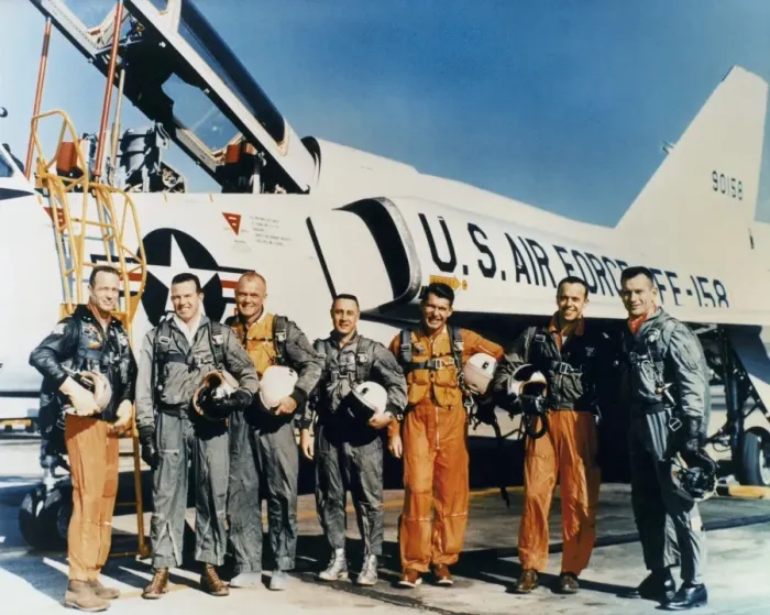 Framed Print : Original Seven Mercury Astronauts Print, c1961 Framed Print : Original Seven Mercury Astronauts Print, c1961