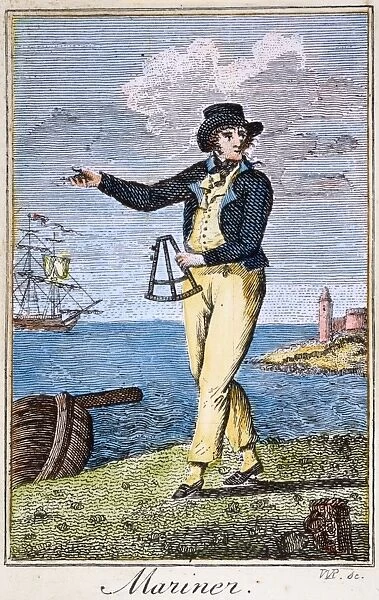 COLONIAL MARINER, 18th C. A colonial American mariner: line engraving, late 18th century