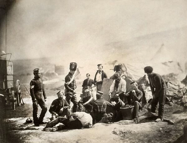 CRIMEAN WAR: HUSSARS, 1855. The cookhouse of 8th Hussars. Photograph by Roger Fenton