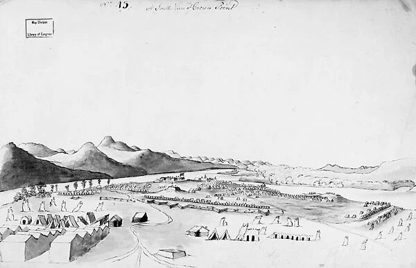 CROWN POINT, 1760. South view of the fort at Crown Point on Lake Champlain, New York