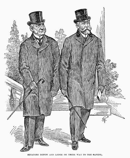 DEPEW AND LODGE, 1902. Senators Chauncey Mitchell Depew (1834-1928) and Henry Cabot Lodge