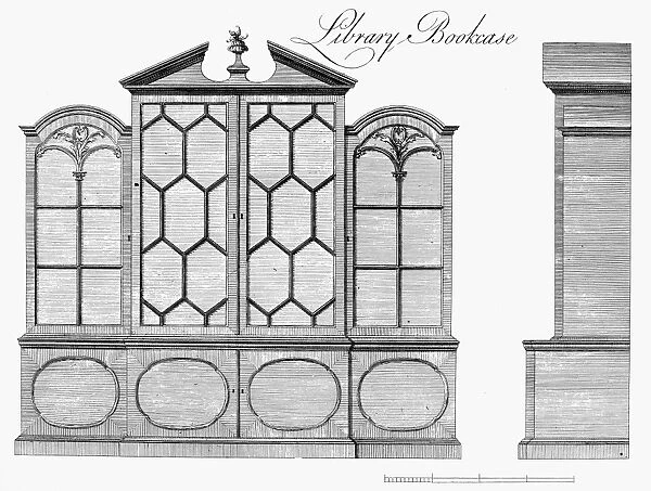 Design for a library bookcase, 1753, by Thomas Chippendale