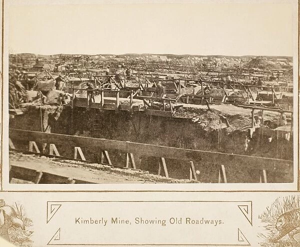DIAMOND MINING, 1882. View of the Kimberley diamond mine in South Africa, showing old roadways