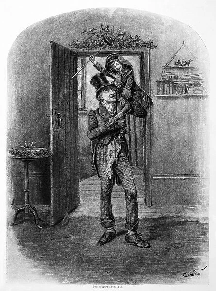 DICKENS: A CHRISTMAS CAROL. Bob Cratchit and Tiny Tim. Lithograph, 19th century