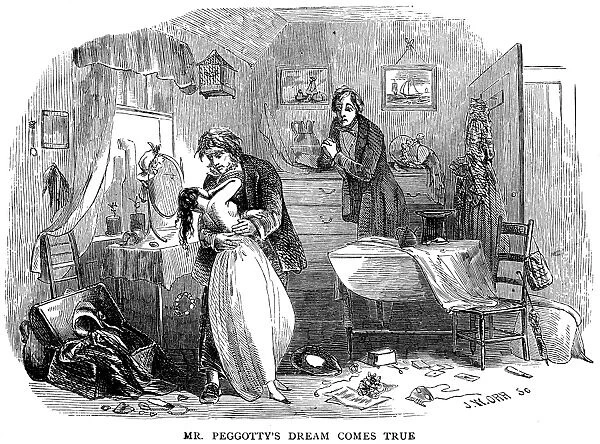 DICKENS: DAVID COPPERFIELD. Mr. Peggottys dream comes true. Wood engraving from a 19th-century American edition of Charles Dickens David Copperfield