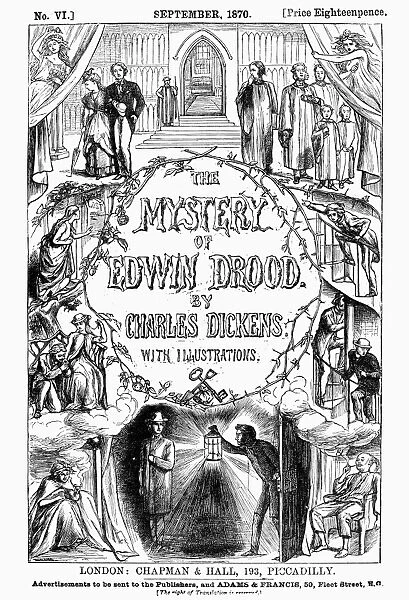 DICKENS: EDWIN DROOD. Cover of volume six in the serial publication, 1870, of Charles Dickens final novel The Mystery of Edwin Drood, with cover llustrations by Charles Alston Collins