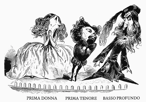 DOR├ë: OPERA PERFORMERS. Grotesque caricatures of operatic performers. Wood engraving, 1867, after Gustave Dor