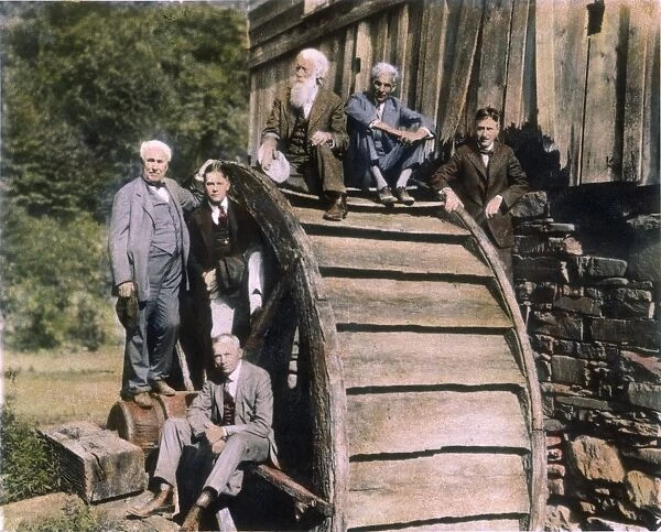 EDISON & FRIENDS, 1918. Thomas A. Edison and friends on a camping trip at an old