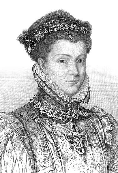 ELIZABETH OF VALOIS (1545-1568). Queen of Spain, 1560-1568. Line and stipple engraving, French, 19th century
