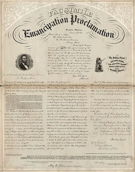 EMANCIPATION PROCLAMATION. Facsimile of the Emancipation Proclamation, produced
