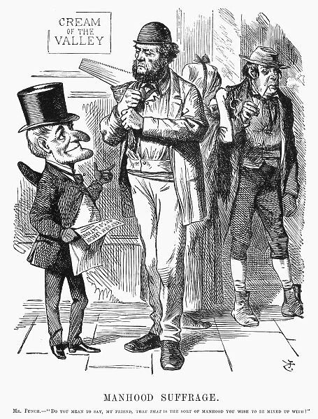ENGLAND: SUFFRAGE, 1866. Manhood Suffrage. Mr. Punch- Do you mean to say, my friend