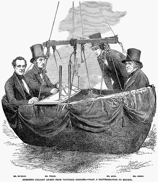 The English balloonist Charles Green about to make his 499th ascent in his Royal Nassau Balloon, 17 August 1852