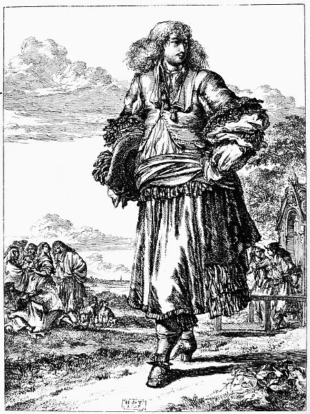 FASHION, c1680. A fashionably attired Dutchman. Etching, c1680, by Romeyn de Hooghe