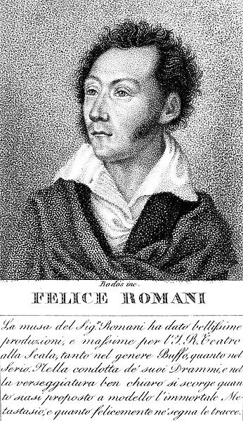 FELICE ROMANI (1788-1865). Italian librettist. Aquatint, 19th century