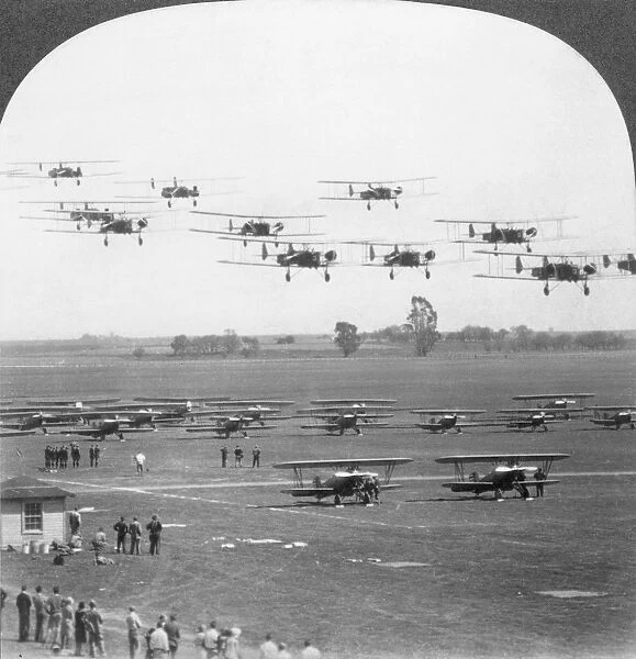 Fighting planes of the United States Army Air Corps in review, Mather Field, Calif