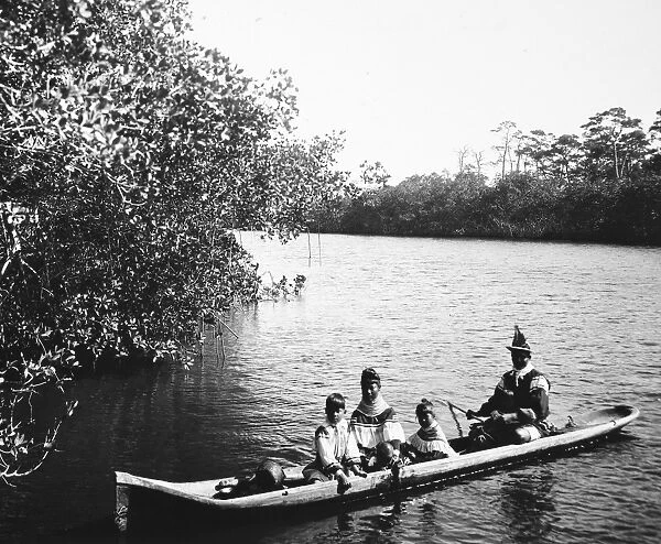 FLORIDA: SEMINOLE FAMILY. A late-19th century photograph of a Seminole Native American