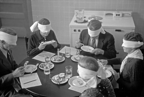 FOOD TESTING, 1935. A blind meat taste test in Prince Georges County, Maryland