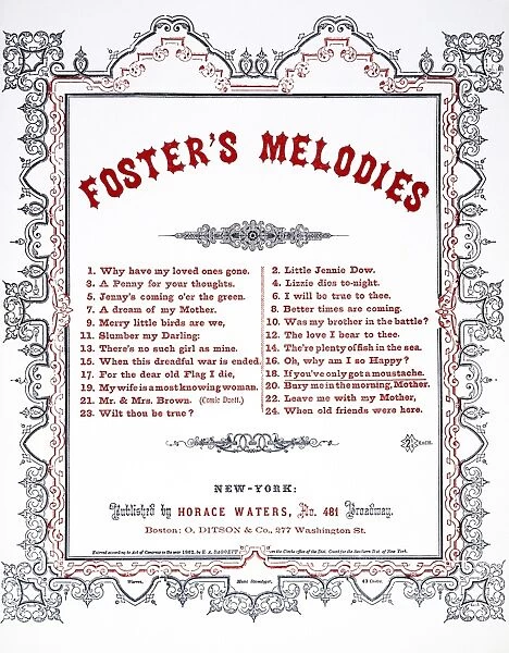 FOSTER SHEET MUSIC, 1864. Typographic cover of the first edition of Stephen Foster s