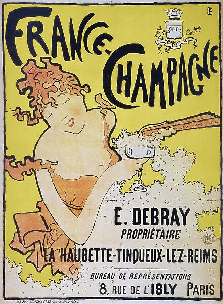 France-Champagne. French lithograph advertising poster by Pierre Bonnard, 1891, for the Champagnes of E. Debray