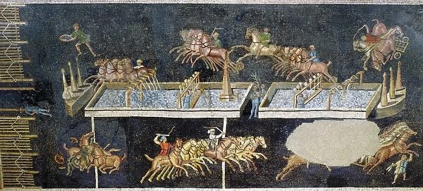 FRANCE: GALLO-ROMAN MOSAIC. Gallo-Roman mosaic of circus games, c175 A. D