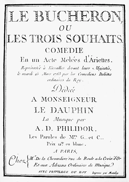 FRANCOIS ANDRE PHILIDOR (1726-1795). French chess player and composer