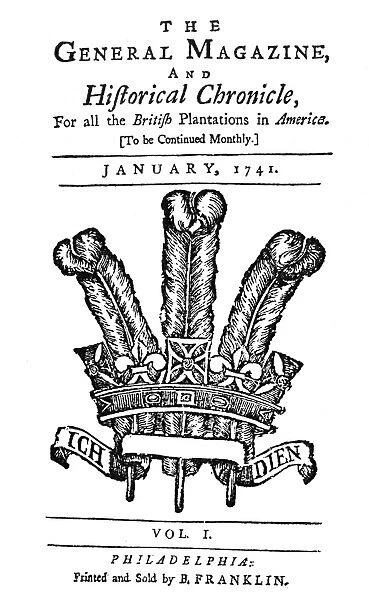 FRANKLIN: GENERAL MAGAZINE. Title page of the first issue of The General Magazine