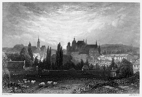 GERMANY: aCHEN. View of Aachen, Germany. Steel engraving, c1850, by Albert Henry Payne