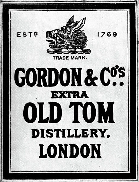 GIN LABEL, c1900. Gordon & Company gin label, London, c1900