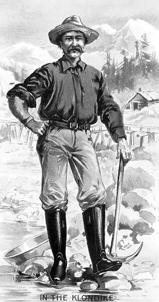 GOLD MINER, 1899. Prospector in the Klondike. Lithograph, 1899