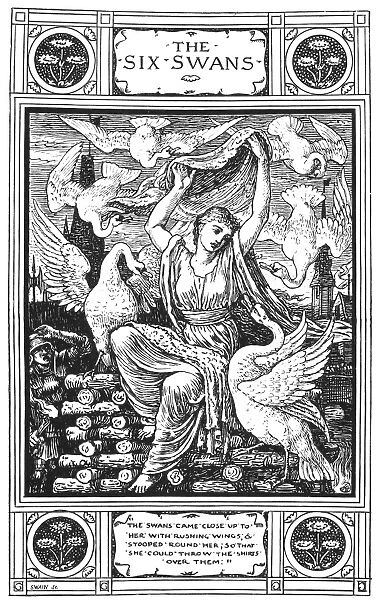 GRIMM: THE SIX SWANS. The swans came close up to her with rushing wings & stooped