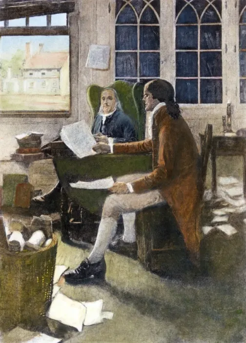 Framed Print : Print of Thomas Jefferson reading his rough draft Framed Print : Print of Thomas Jefferson reading his rough draft
