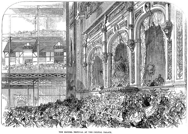 HANDEL FESTIVAL, 1868. The great George Frederick Handel music festival at the Crystal Palace, London, England, in 1868. Wood engraving from a contemporary English newspaper