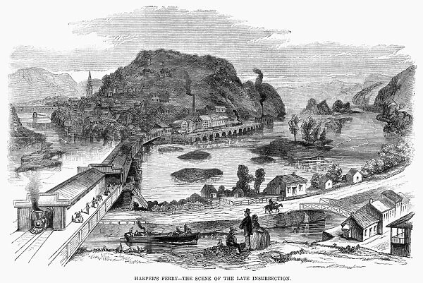 HARPERs FERRY, 1861. View of Harpers Ferry, West Virginia. Wood engraving, 1861