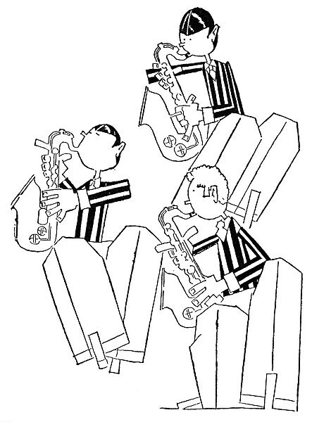 HELD: SAXOPHONISTS, 1930. Walter Wasn t a Very Good Saxophone Player. Pen-and-ink illustration, 1930, by John Held, Jr. (1889-1958)