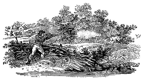HUNTING SCENE, c1800. Woodcut, c1800, by Thomas Bewick (1753-1828)