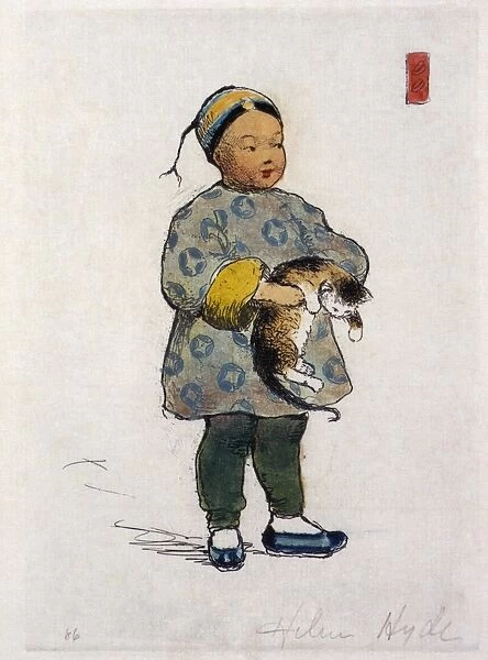 HYDE: CAT AND CHERUB, 1897. The Cat and the Cherub. A Chinese boy holding a cat