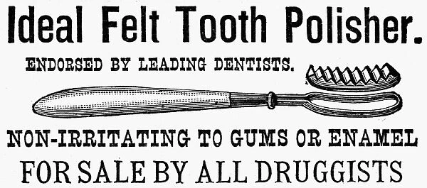 IDEAL FELT TOOTHBRUSH 1890. American advertisement, 1890