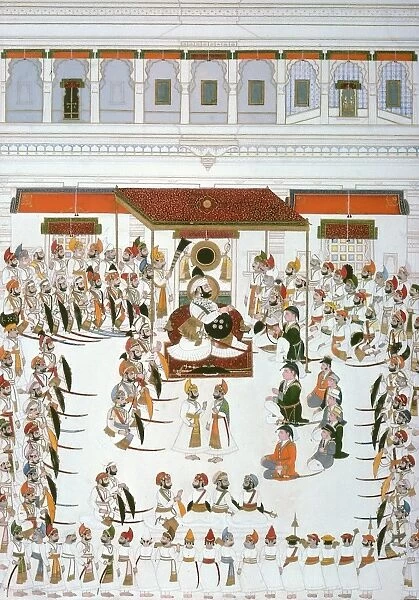 INDIA: DURBAR FESTIVAL. Indian princes and warriors gather at a durbar reception