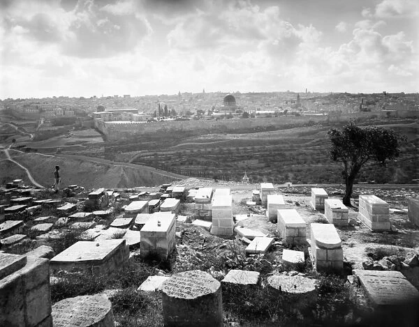 JERUSALEM: JEWISH TOMBS. Jewish tombs on a hill in Kidron, overlooking Jerusalem