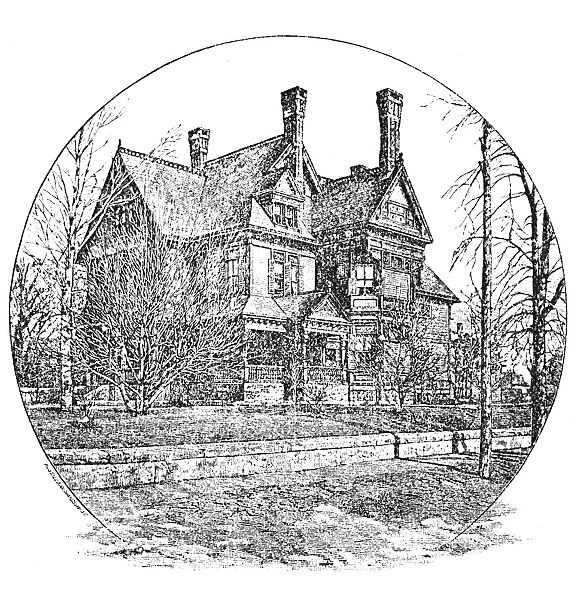 JOHN McAUSLAN RESIDENCE. The John McAuslan residence in Providence, Rhode Island. Wood engraving, c1886