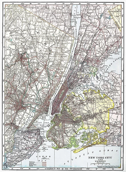 MAP: NEW YORK AREA, 1906. New York City and vicinity. Color engraving, 1906