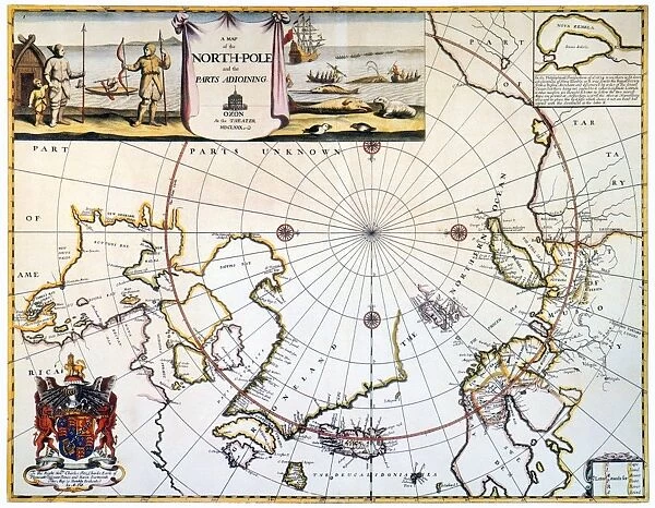 MAP: NORTH POLE, 1680. A map of the North Pole and the parts adjoining