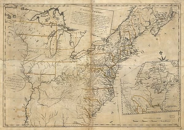 MAP: USA, 1783. The United States according to the definitive treaty of peace