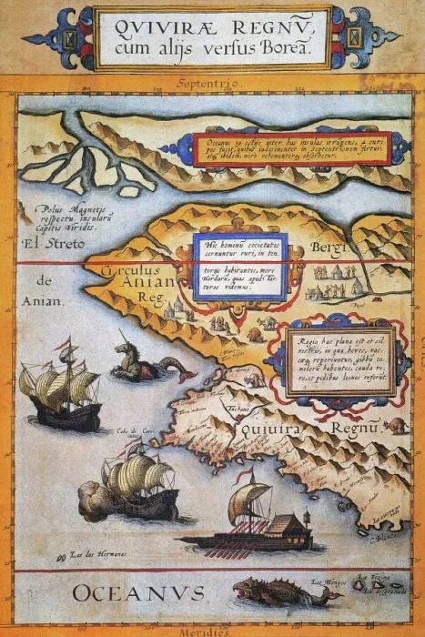 Framed Print : Bering Strait Map Print, 1593 Framed Print : Bering Strait Map Print, 1593