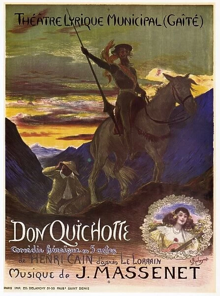 MASSENET: DON QUICHOTTE. French opera poster, 1910, for Jules Massenets opera Don Quichotte