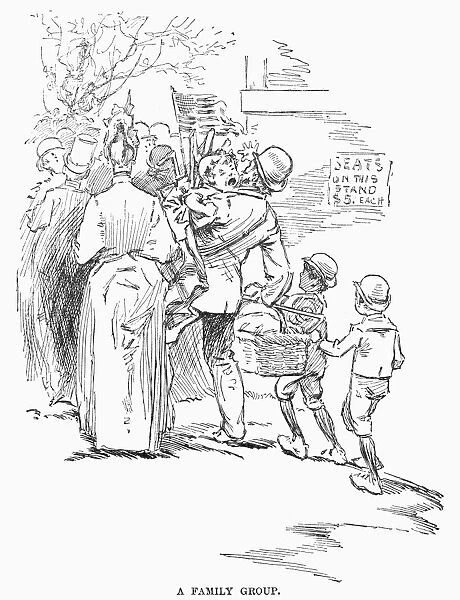 MAY DAY PARADE, 1889. A family passing the reviewing stand with the very expensive